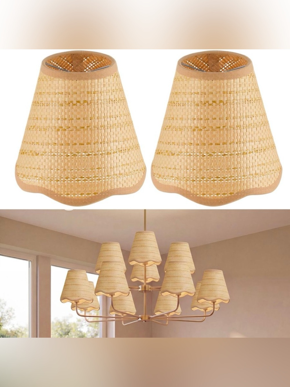 Glooglitter Small Rattan Lamp Shade Clipon Pendant